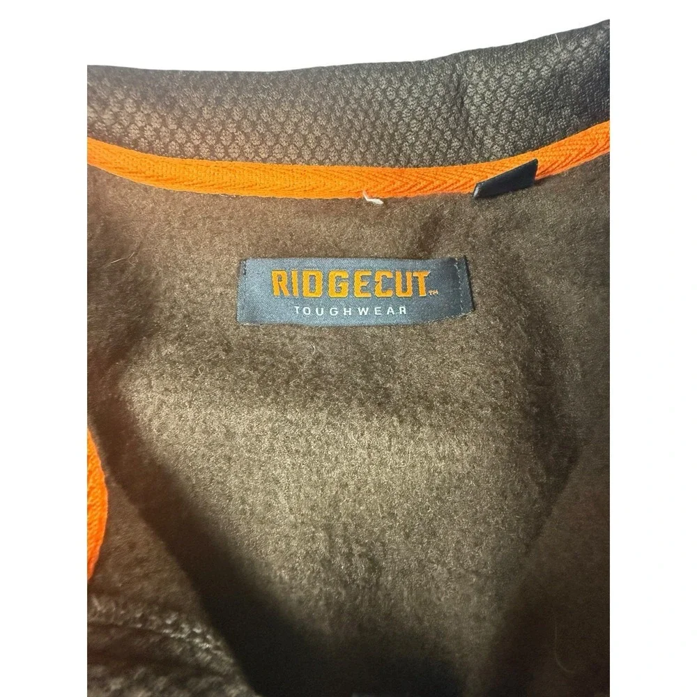 RIDGECUT Mens Medium Work Jacket Full Zip Fleece Lined Durable Brown NEW